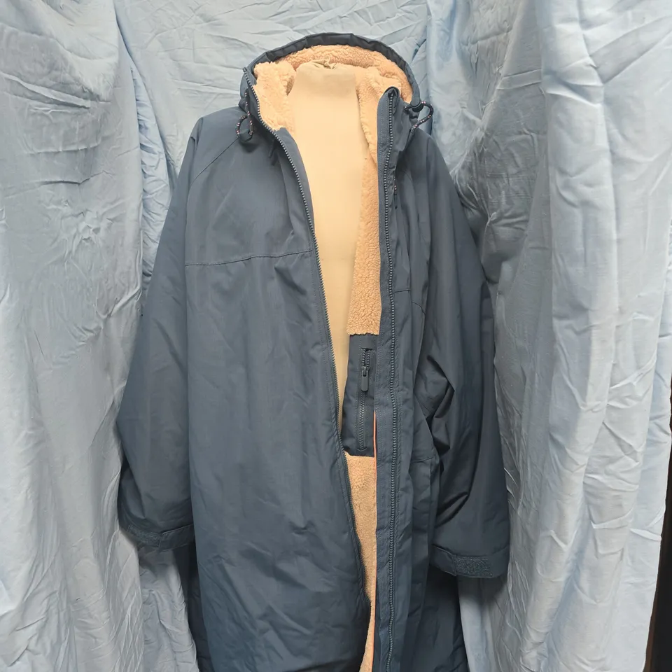 ANIMAL NAVY BLUE FLEECE-LINED PARKA COAT, SIZE XL