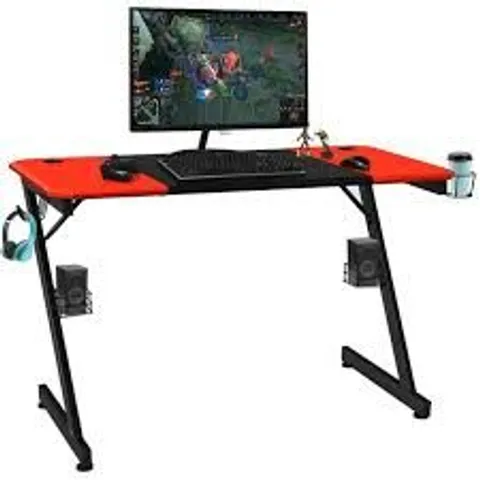 BOXED COSTWAY Z SHAPED CARBON FIBRE SURFACE GAMING DESK (1 BOX)