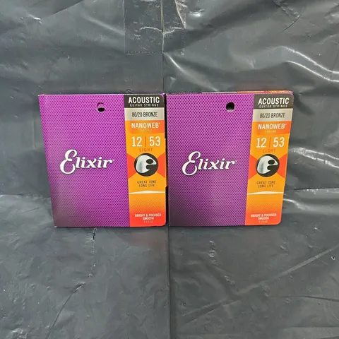 2 X SEALED ELIXIR 12 GAUGE BRIGHT & FOCUSSED SMOOTH ACOUSTIC GUITAR STRINGS