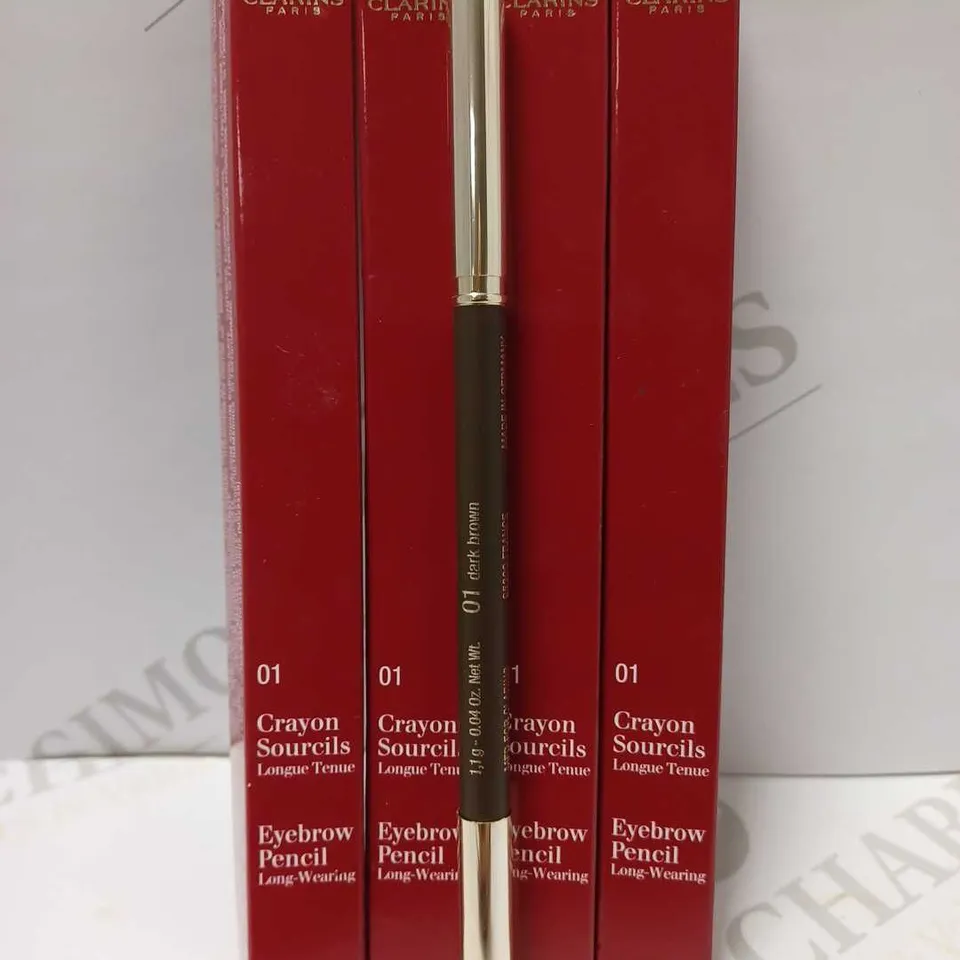 LOT OF 4 CLARINS EYEBROW PENCILS - #01 DARK BROWN