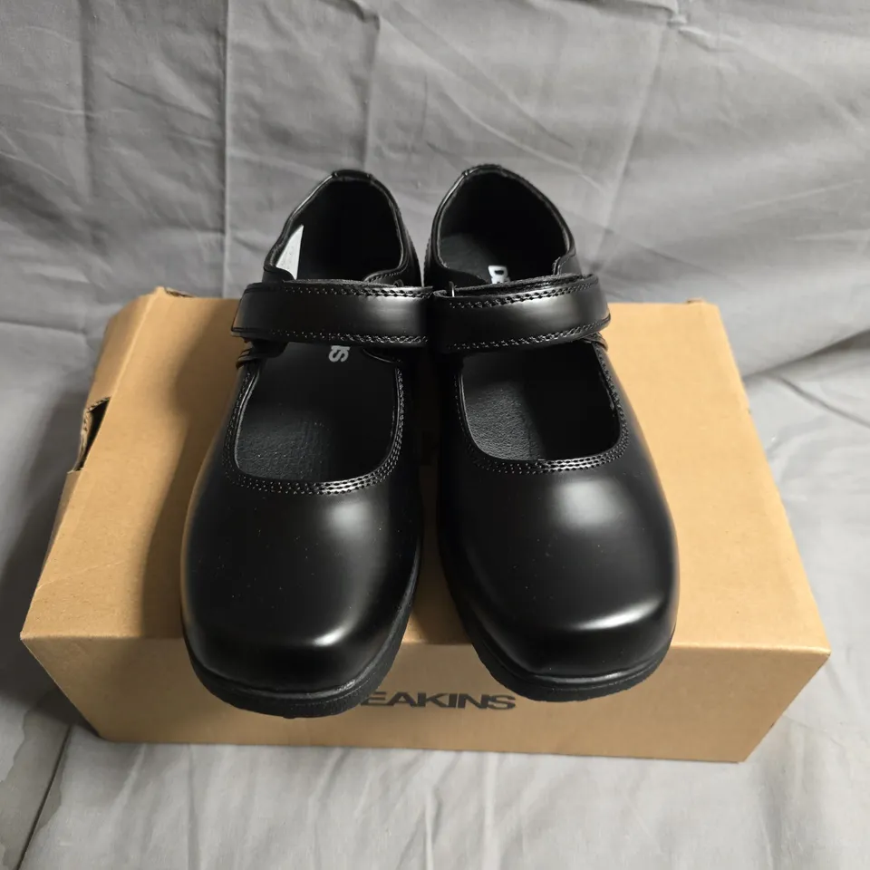 DEAKINS KIDS' BLACK MARY JANE SHOES, VELCRO STRAP – UK13