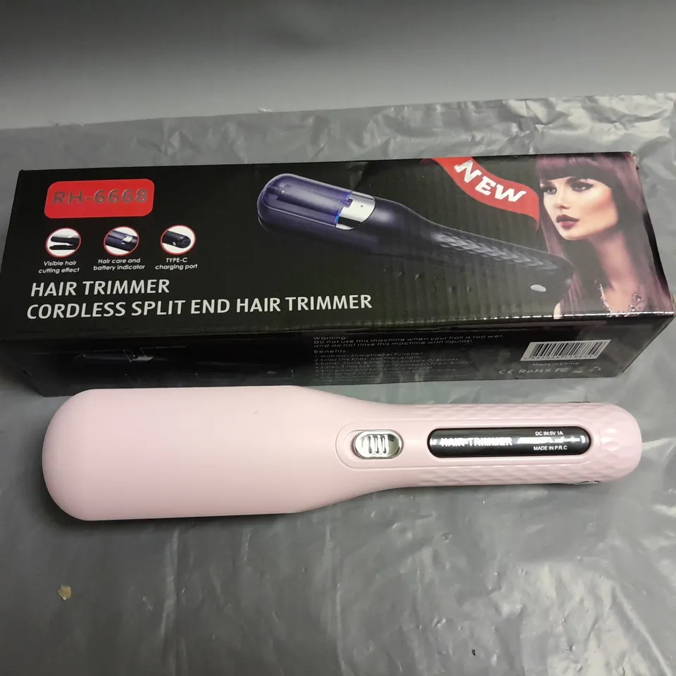 BOXED 2-IN-1 HAIR TRIMMER. CORDLESS SPLIT END HAIR TRIMMER PINK RH-6668