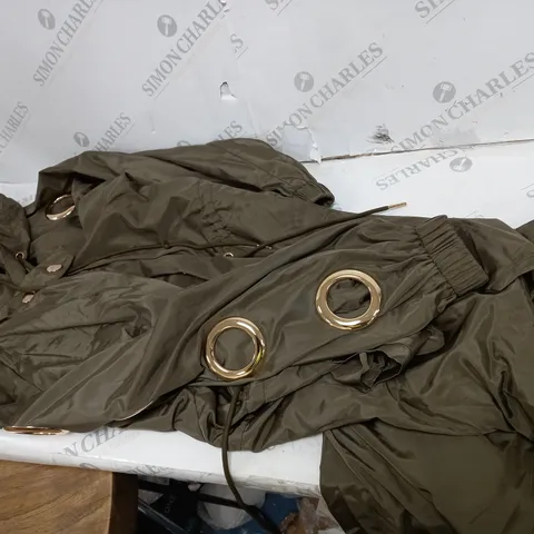 BEIGE MALLISSA J WATERPROOF HOODED JACKET
