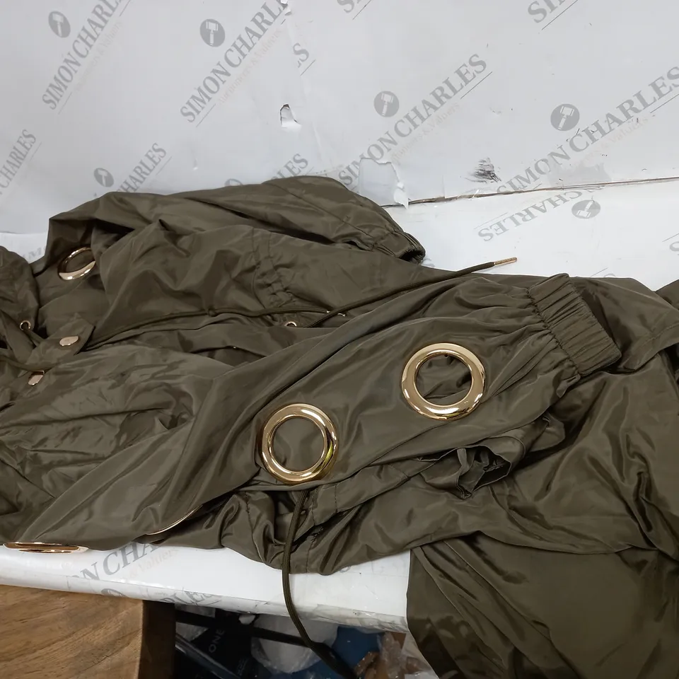 BEIGE MALLISSA J WATERPROOF HOODED JACKET
