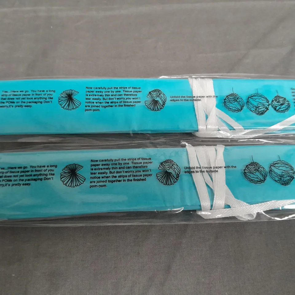 LARGE QUANTITY OF BLUE 15" TISSUE PAPER DECORATIONS