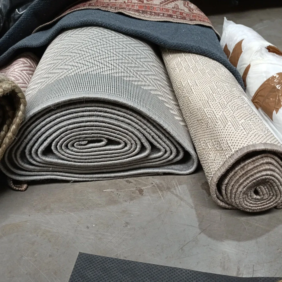 LOT OF 10 ASSORTED HOME RUGS IN VARIOUS STYLES AND SIZES