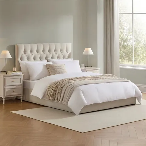 BOXED DUSK MIDDLETON OTTOMAN STORAGE BED - DOUBLE, NATURAL (2 BOXES)