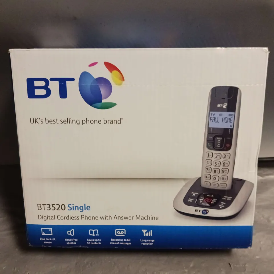 BOXED BT BT3520 SINGLE DIGITAL CORDLESS PHONE