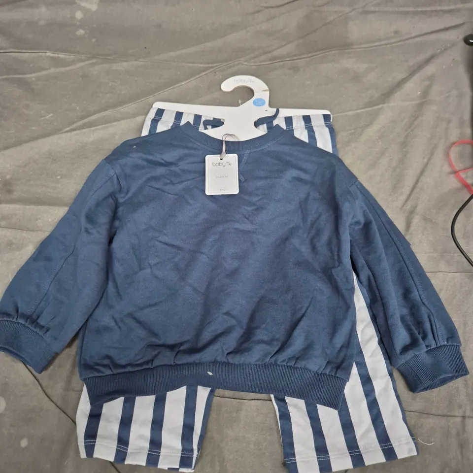 Baby Tu Navy Sweatshirt & Striped Pants Set, 18-24 Months