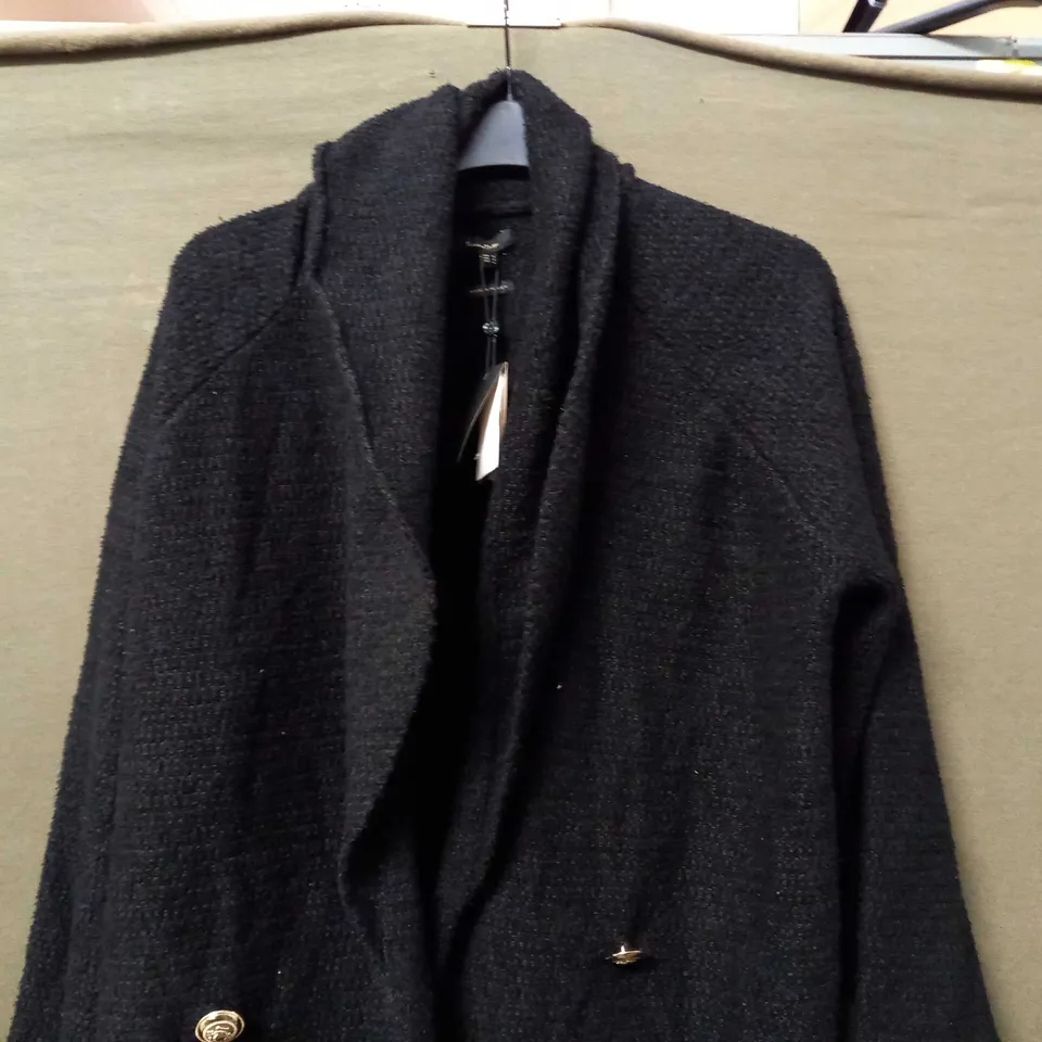 MASSIMO DUTTI BUTTON CARDIGAN IN BLACK - UK 12