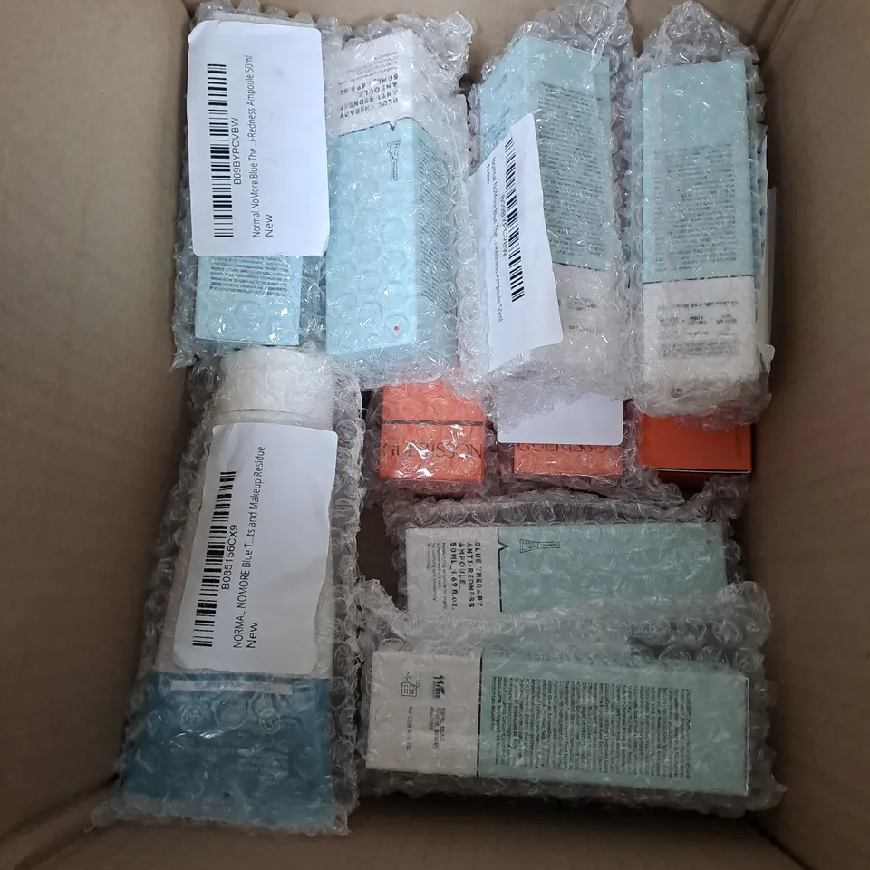 BOX OF APPROX 12 ASSORTED KOREAN SKINCARE PRODUCTS TO INCLUDE - GUERISSON RED GINSENG CREAM - MORMAL NO MORE BLUE THERAPY ANTI-REDNESS AMPOULE - GUERISSON 9 COMPLEX ESSENCE