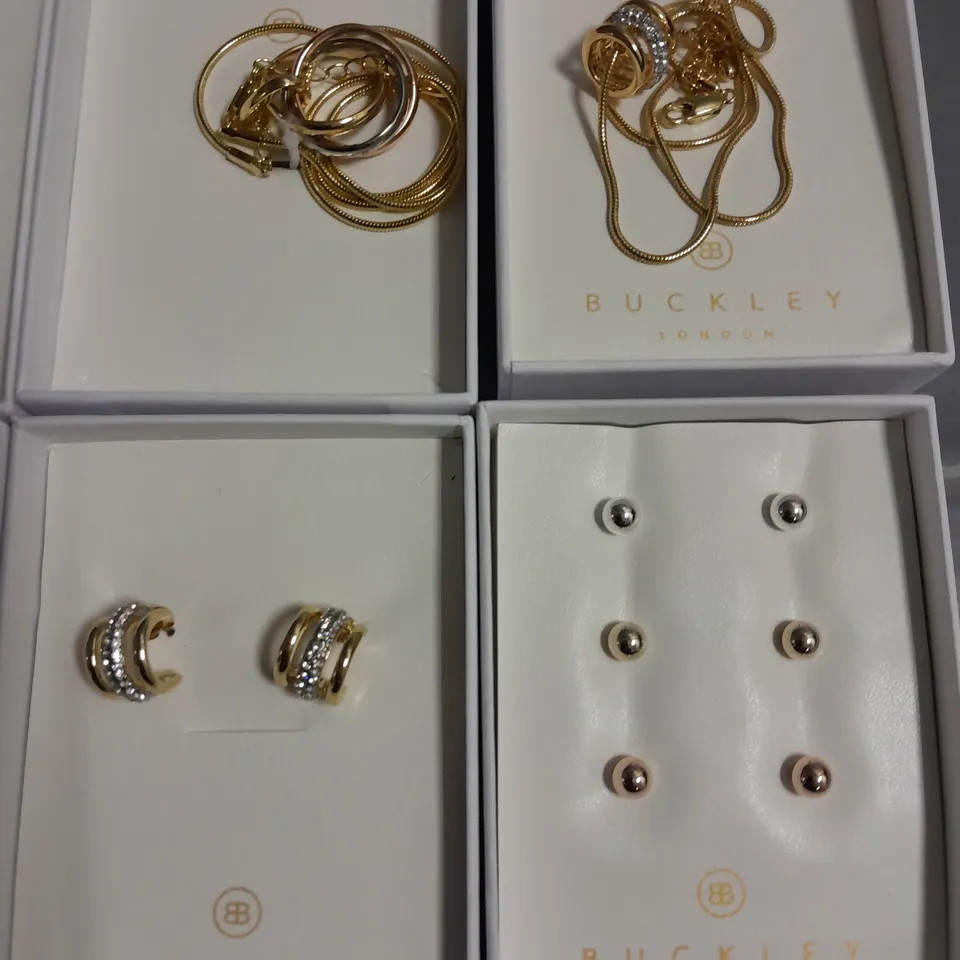 LOT OF 8 ASSORTED BOXED BUCKLEY LONDON JEWELLERY ITEMS