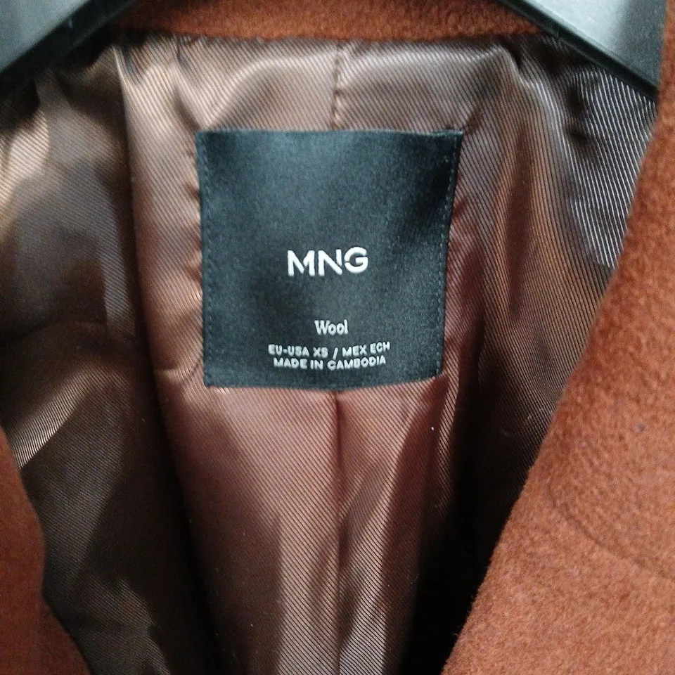 MNG WOOL COAT – BURNT ORANGE, WOMEN'S COAT, UK SIZE XS (EU XS)