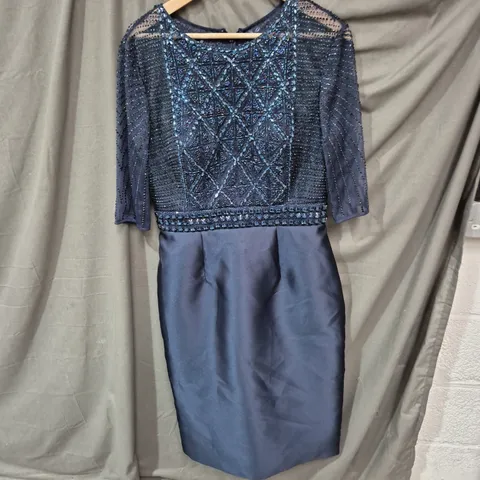 LABELLA FIGURA NAVY LACE & SATIN EVENING DRESS – WOMEN'S WEDDING/FORMAL-SIZE 14