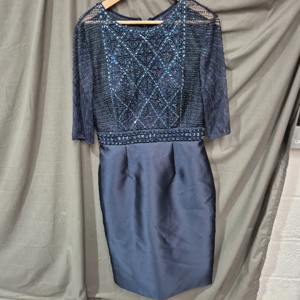 LABELLA FIGURA NAVY LACE & SATIN EVENING DRESS – WOMEN'S WEDDING/FORMAL-SIZE 14
