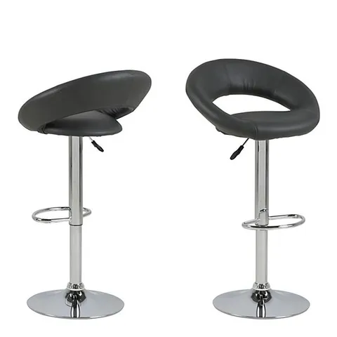 BOXED PLUMP DARK GREY SWIVEL BAR STOOL WITH OPEN BACK