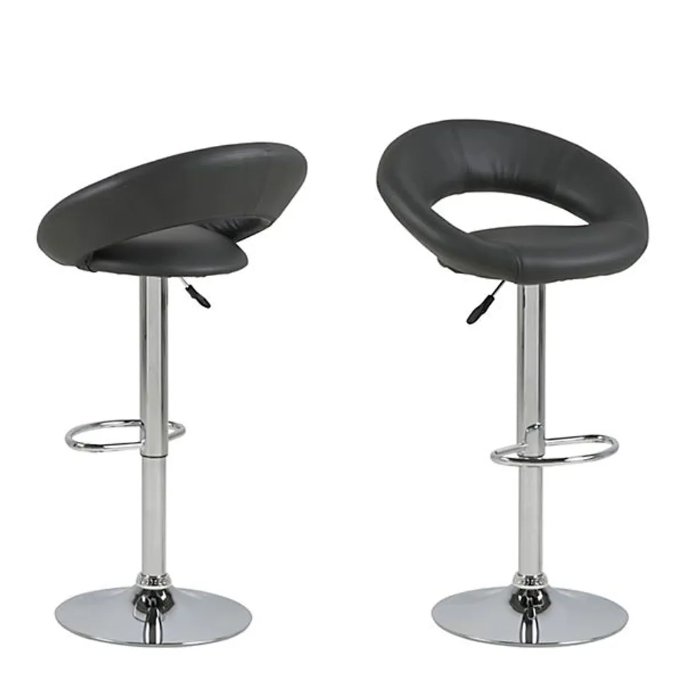 BOXED PLUMP DARK GREY SWIVEL BAR STOOL WITH OPEN BACK
