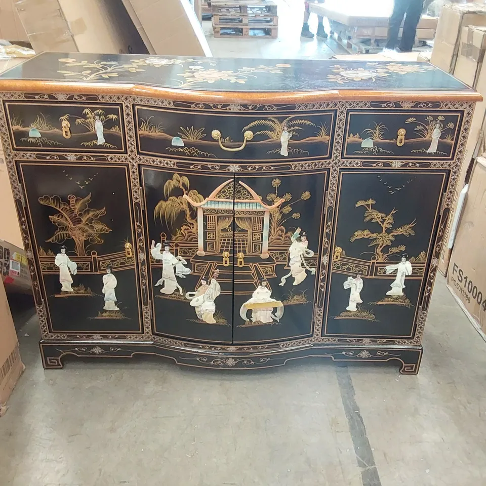 MOTHER OF PEARL BOW FRONT ORIENTAL CHINESE SIDEBOARD