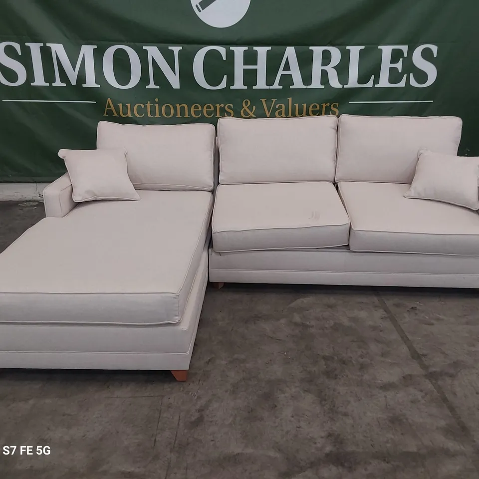DESIGNER ALDBOURNE FIVE SEATER LH CHAISE METAL ACTION SOFABED NATURAL FABRIC 