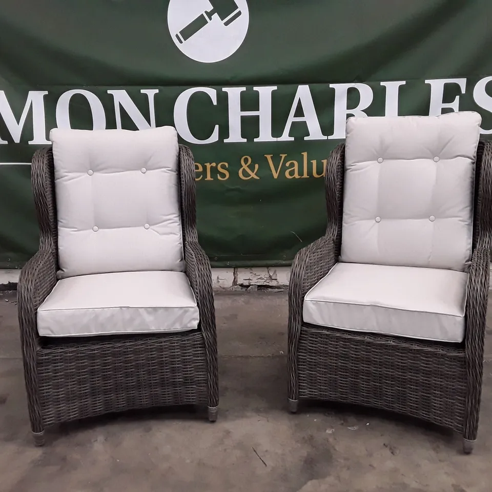 BOXED RECLINER BISTRO CHAIRS × 2 - GREY