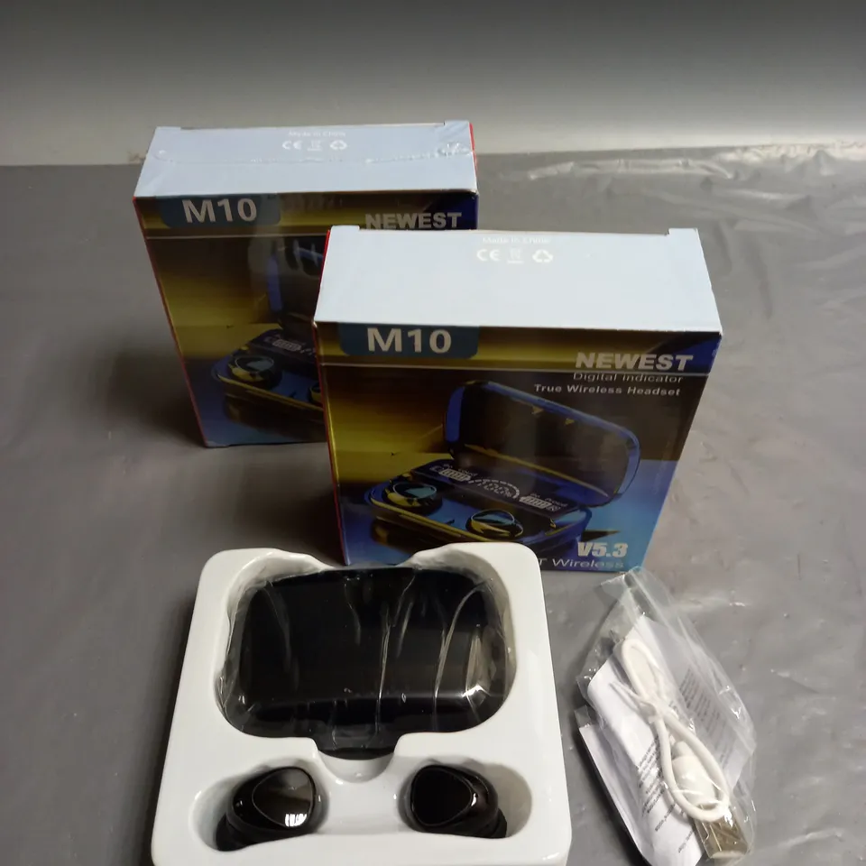 BOXED M10 X2 NEWEST DIGITAL INDICATOR TRUE WIRELESS HEADSET V5.3 IN BLACK