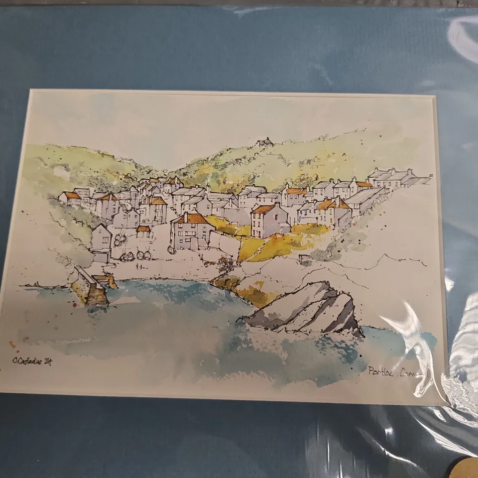 OLIVER CASTLEDINE – ORIGINAL ART COASTAL VILLAGE SCENE