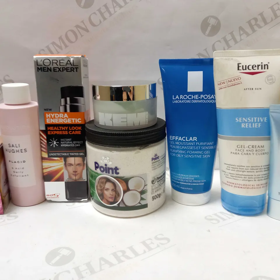 LOT OF APPROX 8 ASSORTED SKINCARE PRODUCTS TO INCLUDE DAILY EXFOLIANT, ROSY RE-FORTIFYING CREAM, PURIFYING FOAMING GEL, ETC