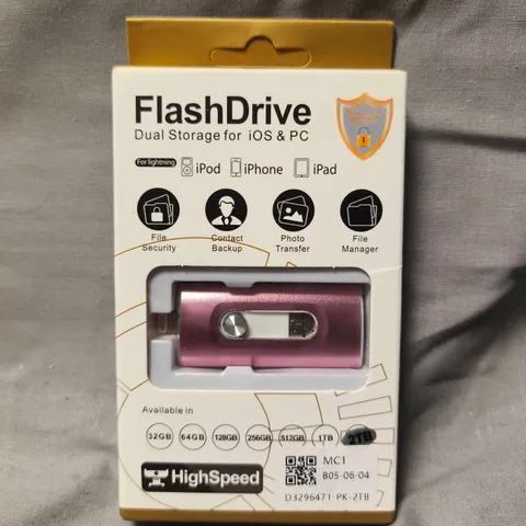 SEALED FLASHDRIVE DUAL STORAGE FOR IOS & PC – PINK USB DRIVE, 2TB (MODEL LXM)