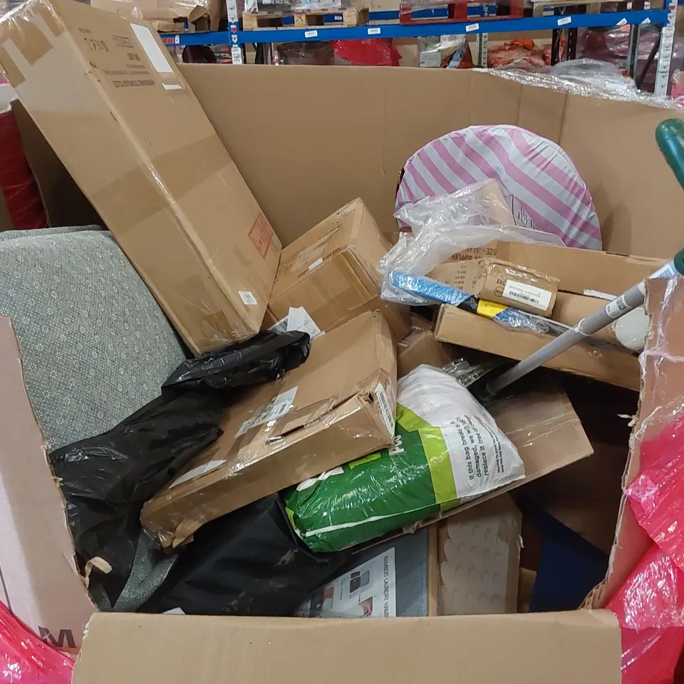 PALLET OF ASSORTED HOUSEHOLD ITEMS AND CONSUMER PRODUCTS TO INCLUDE; BOXED FURNITURE ETC 