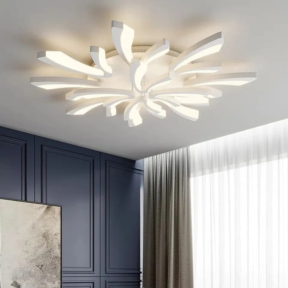 BOXED FAIRWINDS  WHITE 12-LIGHT 110CM LED SEMI FLUSH MOUNTED CEILING LIGHT (1 BOX)