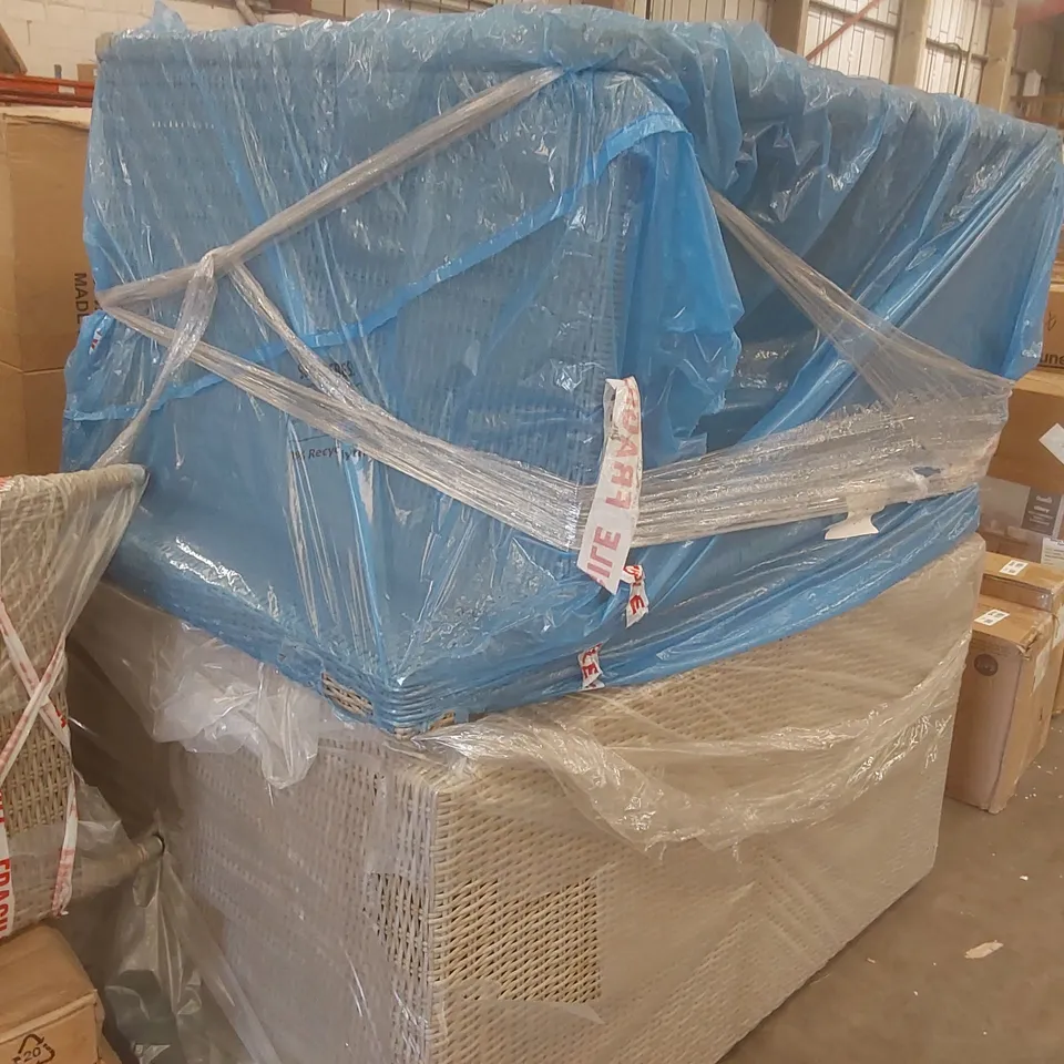 PALLET CONTAINING A LARGE QUANTITY OF ASSORTED DESIGNER GARDEN FURNITURE PARTS