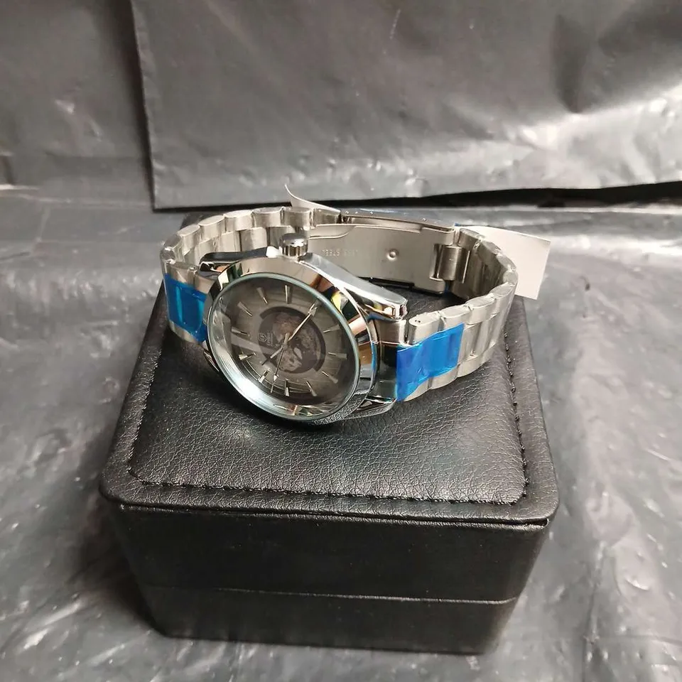 MENS ERNEST FERDINAND WATCH – GLOBAL DIAL – STAINLESS STEEL STRAP – 3ATM WATER RESISTANT - GIFT BOX
