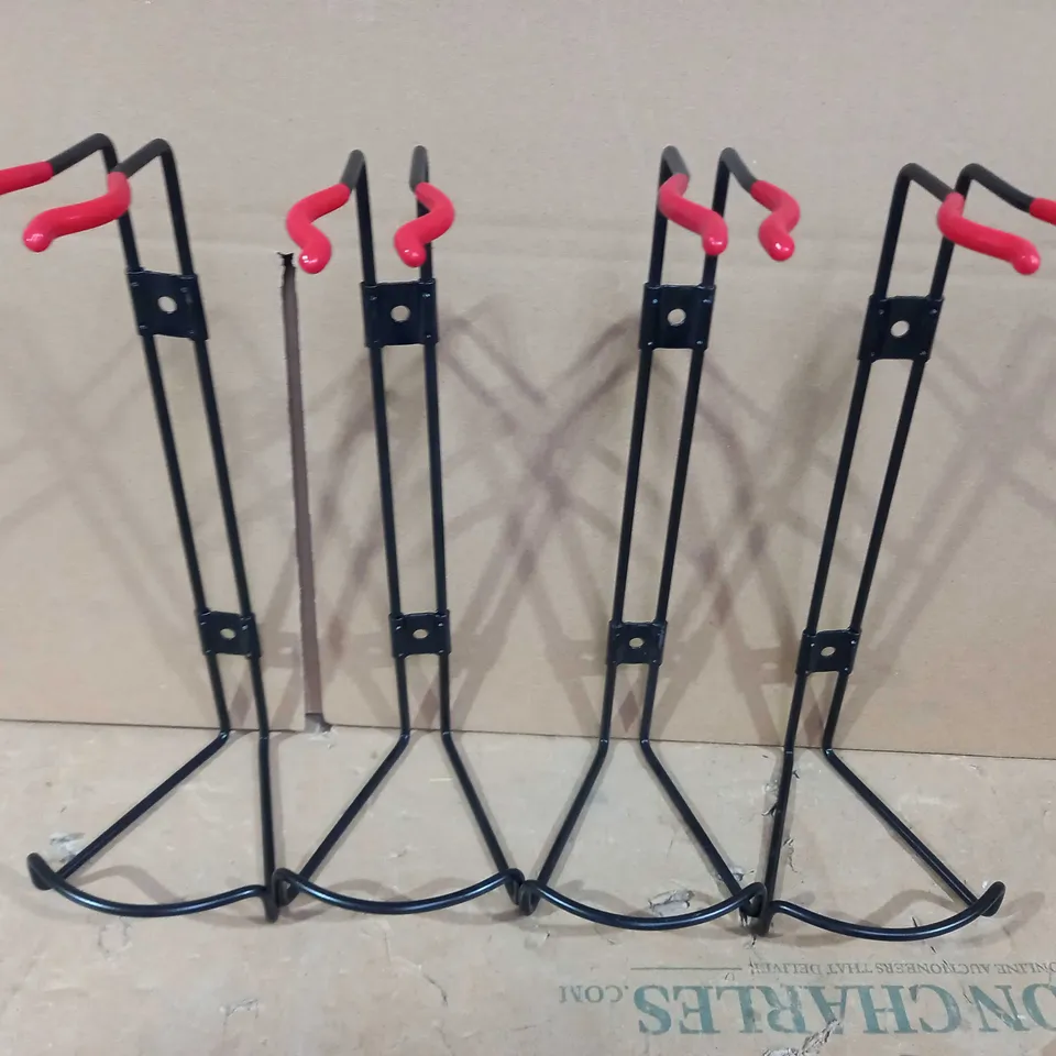 BOX OF APPROXIMATELY 30 LABORATORY STANDS IN BLACK/RED