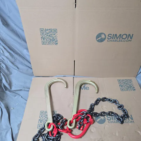 HEAVY-DUTY CHAIN WITH 2 J-HOOKS AND RED CONNECTOR RING – HARDWARE SET