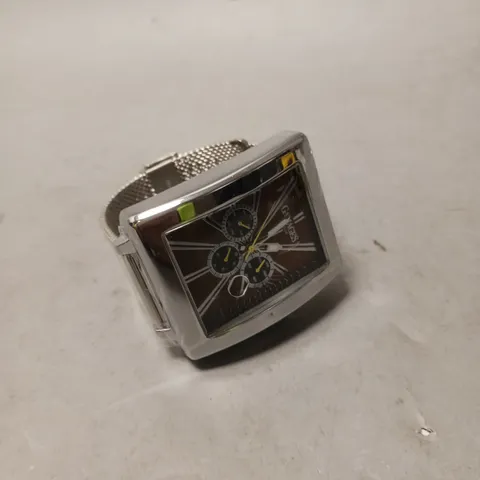GAMAGES EXCLUSIVE BROWN DIAL STAINLESS STEEL CASE WATCH