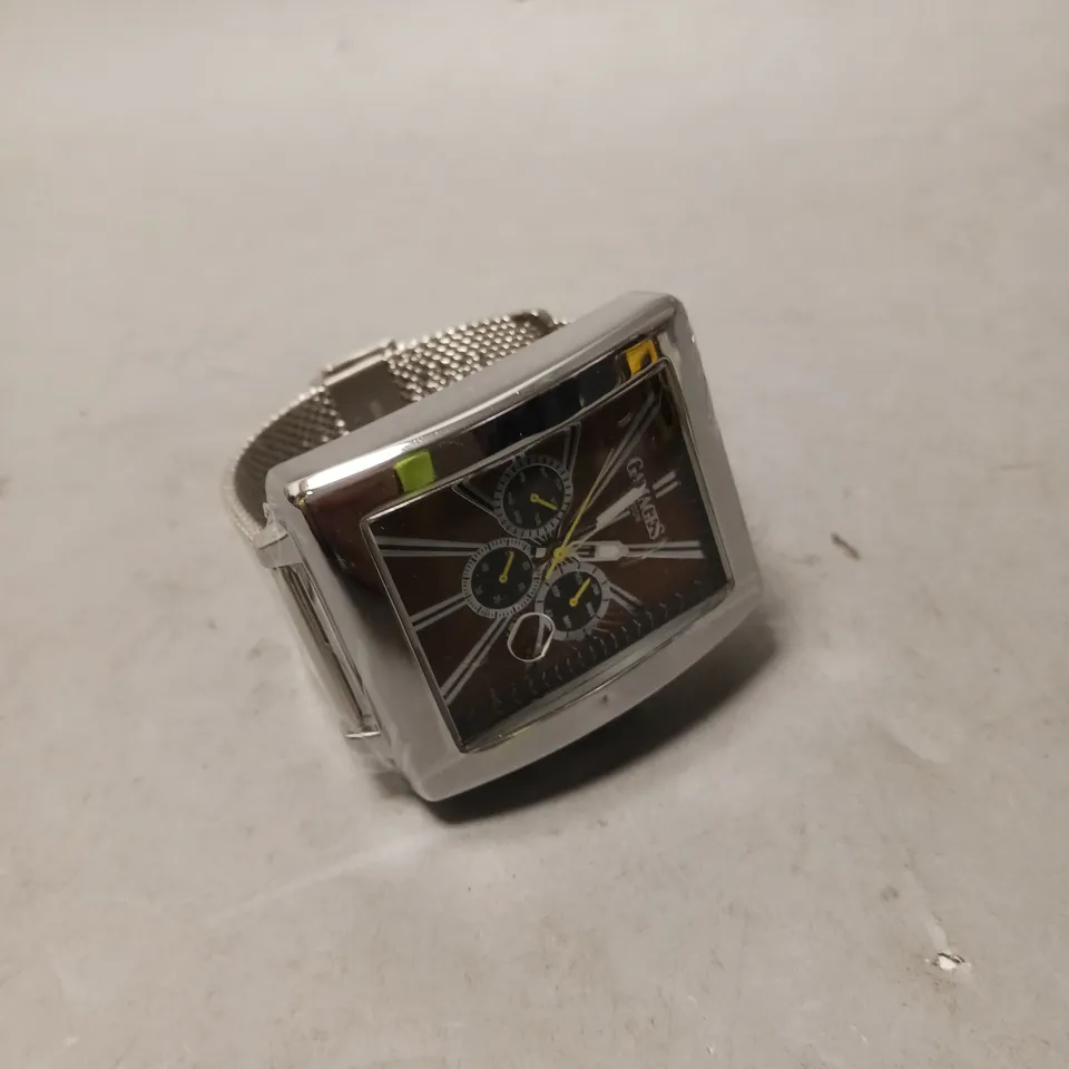 GAMAGES EXCLUSIVE BROWN DIAL STAINLESS STEEL CASE WATCH