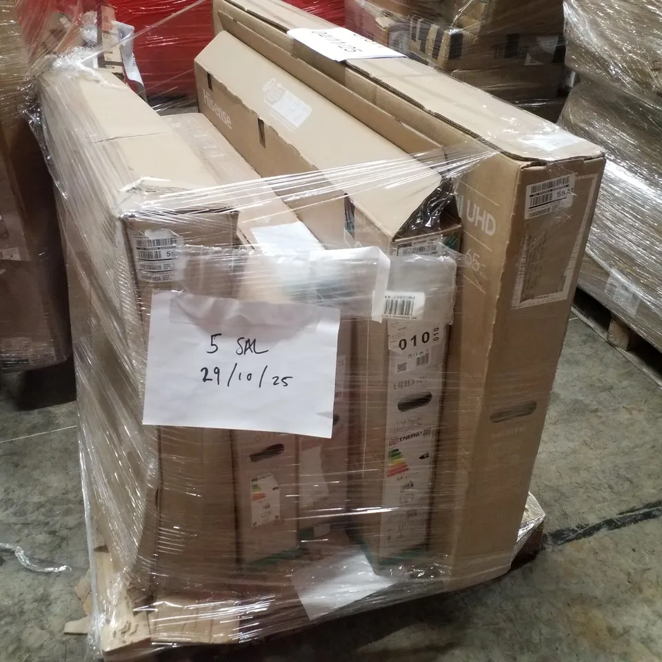 PALLET OF 5 ASSORTED DAMAGED TVS INCLUDING