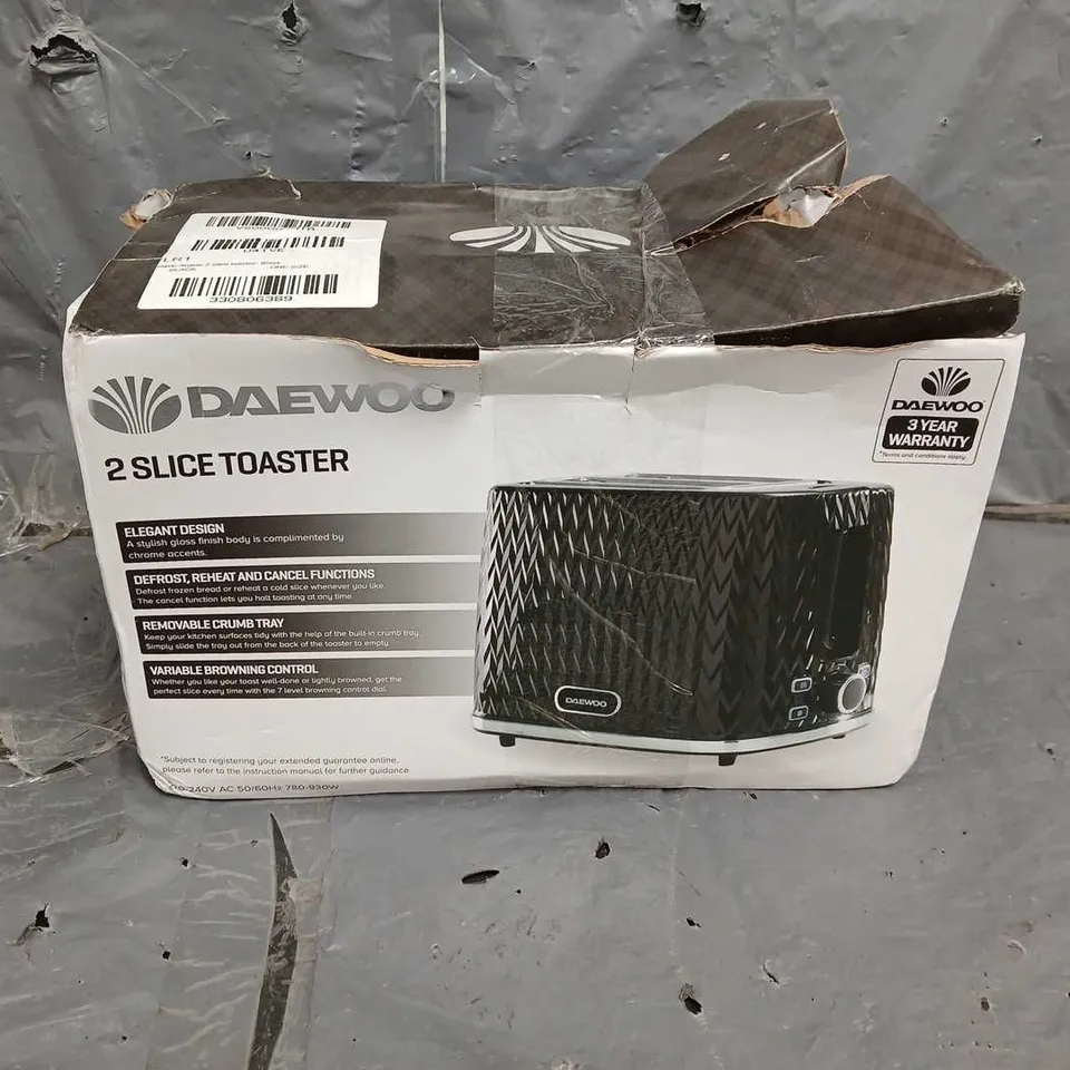 DAEWOO ARGYLE 2 SLICE TOASTER BLACK