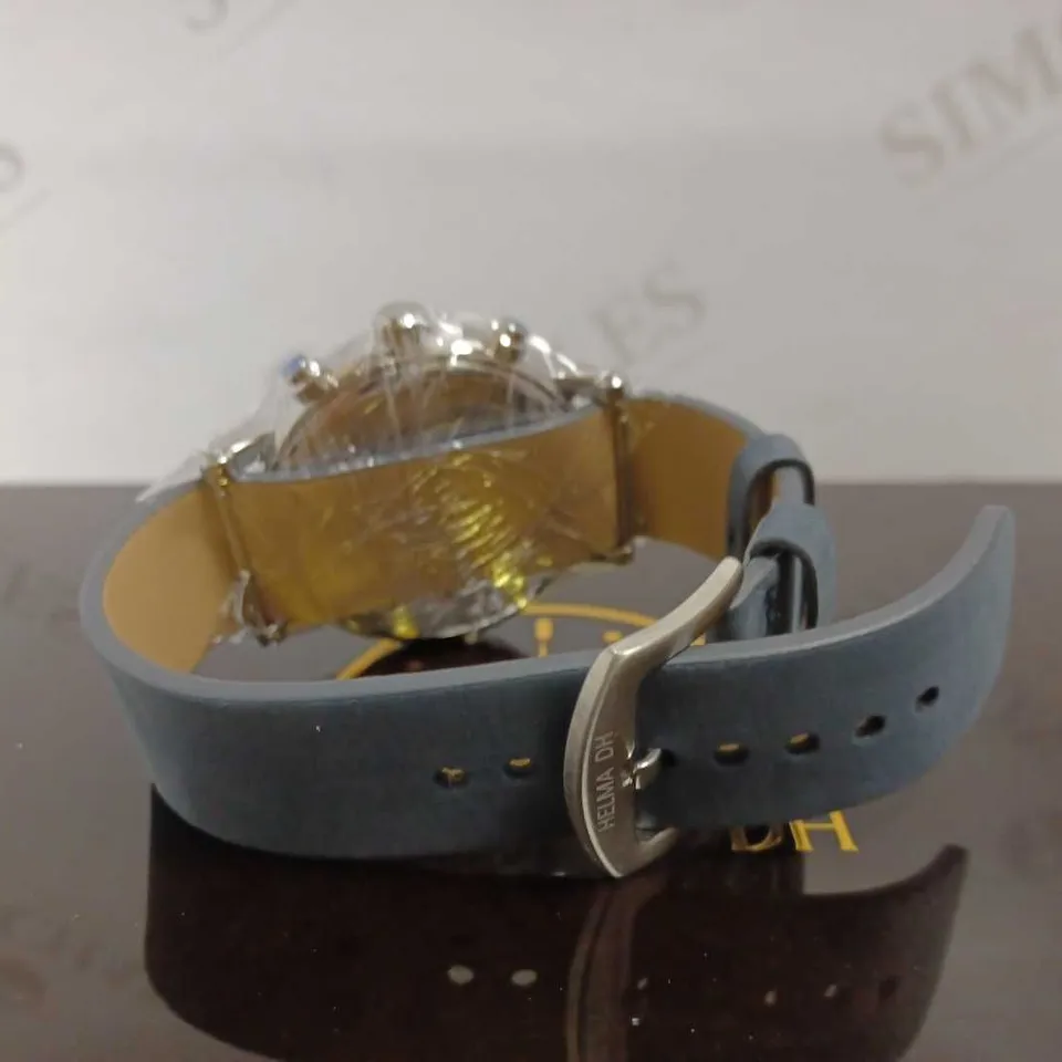 HELMA DH CHRONOGRAPH VINTAGE STYLE SUEDE STRAP WRISTWATCH