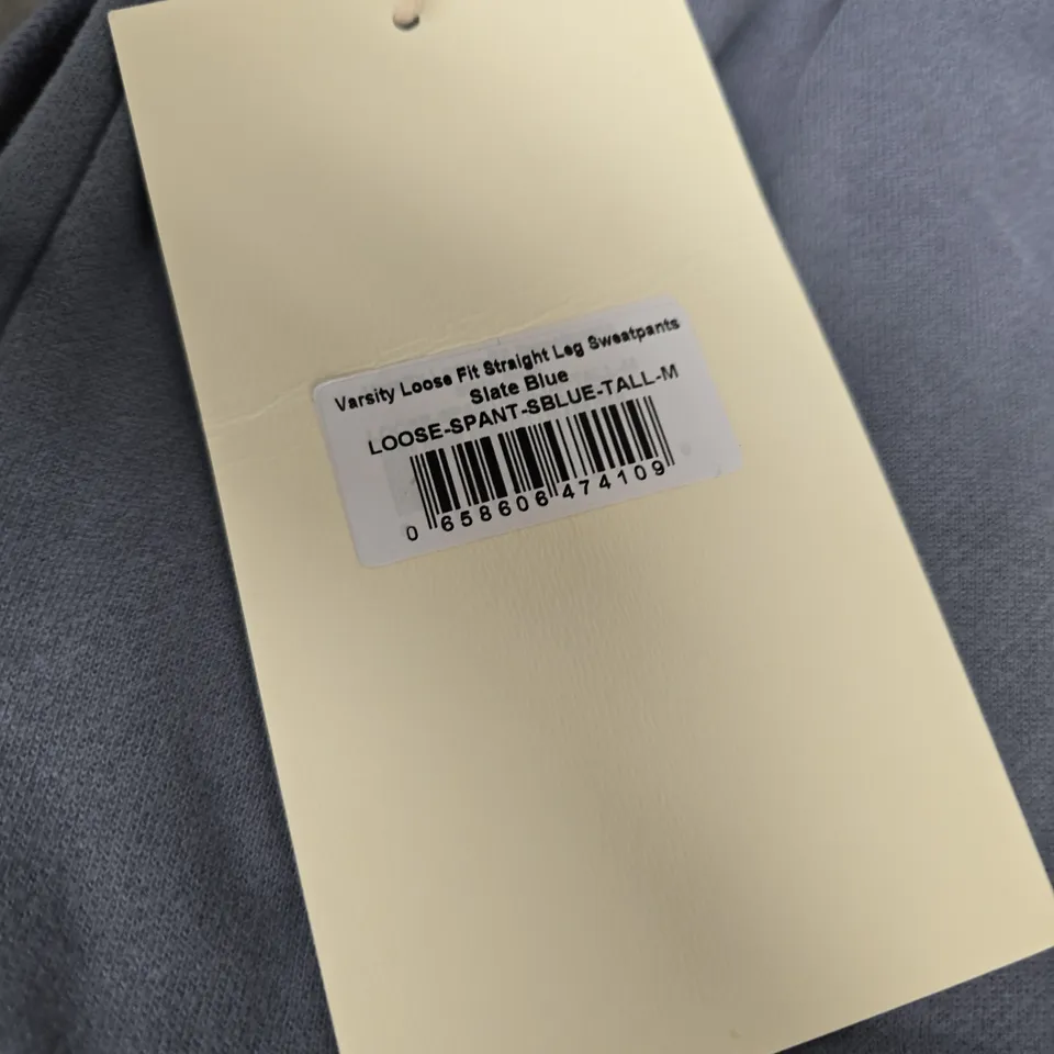 ADANOLA VARSITY LOOSE FIT STRAIGHT LEG SWEATPANTS – SLATE BLUE – SIZE M 
