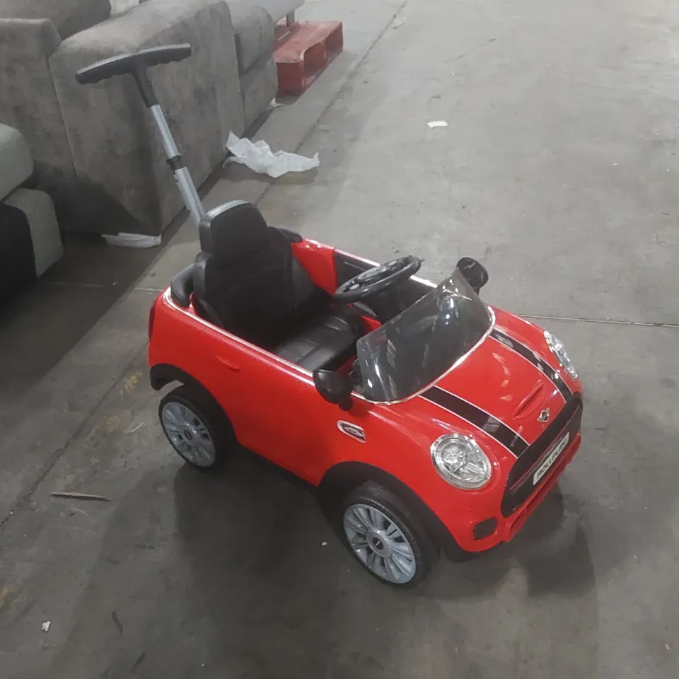 MINI COOPER PLAY PUSH CAR RIDE-ON WITH PARENTAL HANDLE - RED