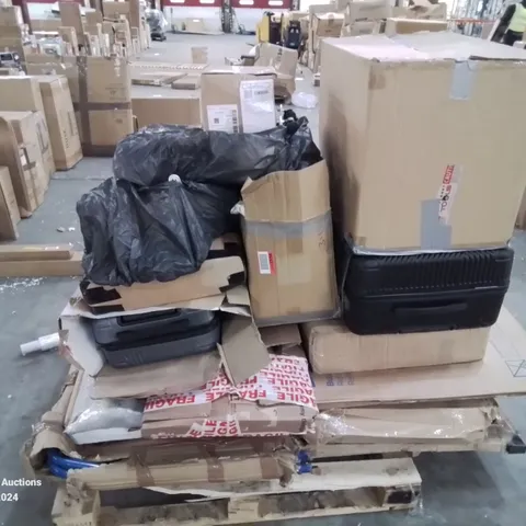 PALLET CONTAINING VARIOUS INCOMPLETE BOXED FURNITURE PARTS AND OTHER HOUSEHOLD ITEMS ETC.