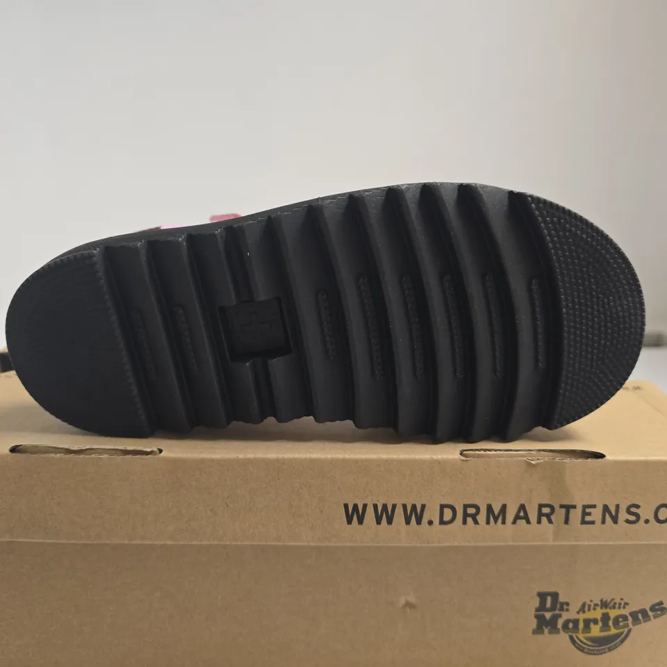 BOXED PAIR OF DR. MARTENS KLAIRE J ZEBRILUS KIDS SANDALS PALE PINK - UK 12