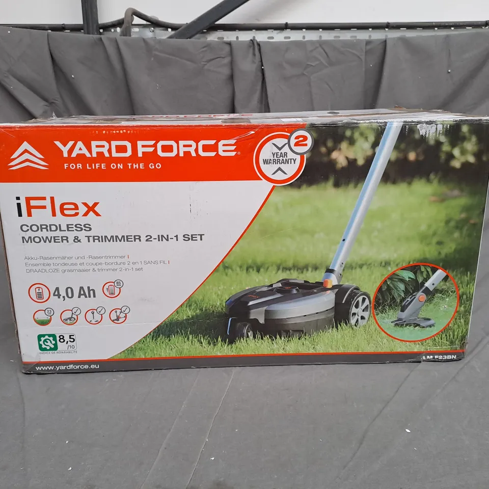 BOXED YARD FORCE IFLEX 12V MOWER & GRASS TRIMMER