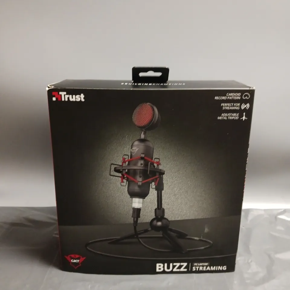 TRUST BUZZ STREAMING MICROPHONE FOR PC AND LAPTOP WITH ADJUSTABLE TRIPOD