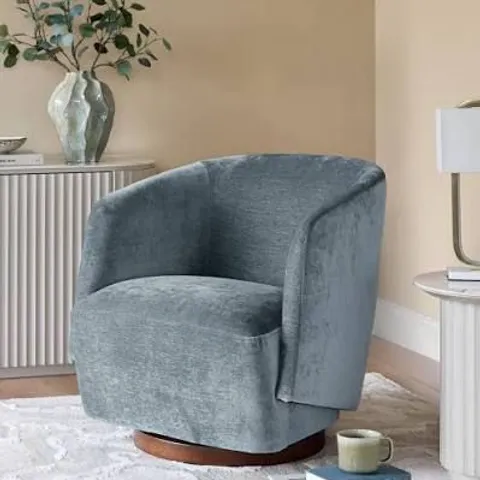 BOXED DANETTI NATALIA DARK BLUE CHUNKY WEAVE SWIVEL ACCENT CHAIR