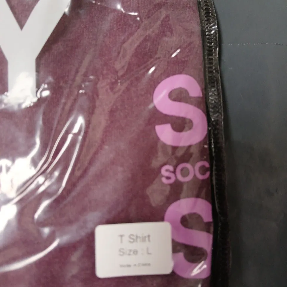 SOCIAL SOCIETY T-SHIRT – PURPLE, SIZE L (UK) – SEALED PACKAGING