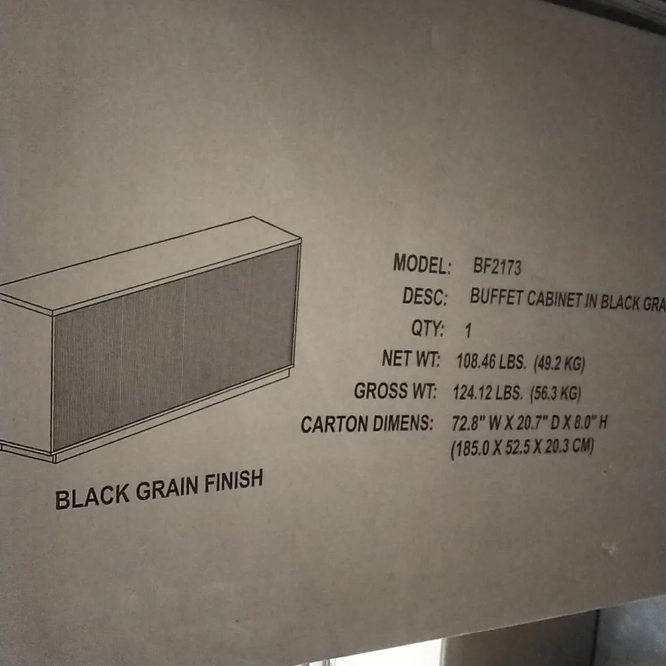 BOXED BUFFET CABINET IN BLACK GRAIN FINISH