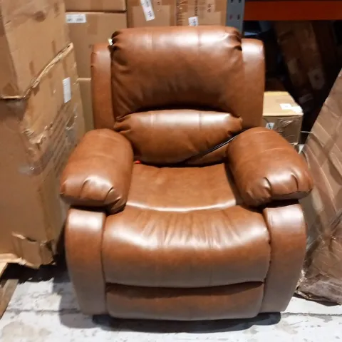 DESIGNER BROWN FAUX LEATHER ELECTRIC RECLINING ARM CHAIR