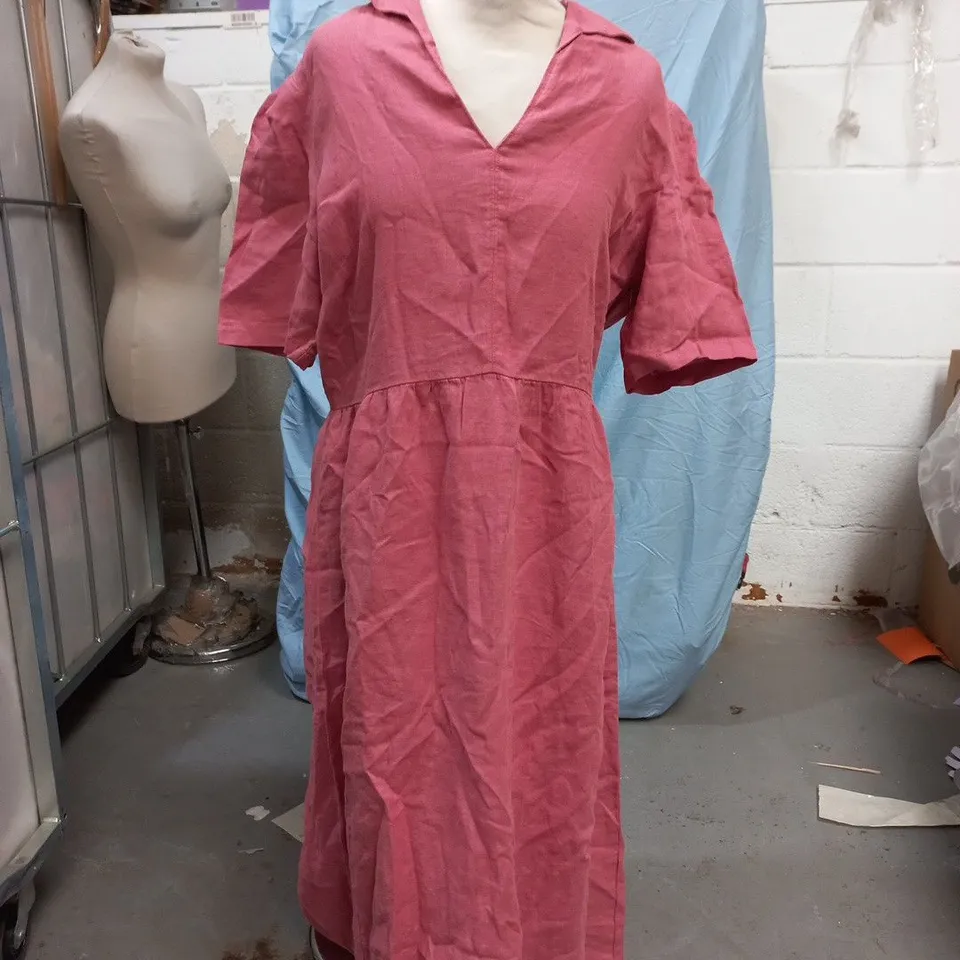 SEASALT CORNWALL FEN VIOLET DRESS – WILD ROSE, GARMENT-DYED LINEN, UK 14 (EU 42)